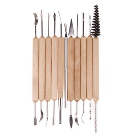 1 Sets of 11 Pcs Pottery Clay Sculpting Set Wax Carving Pottery Tools Shapers Polymer Modeling