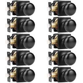 GOBEKOR Black Door Knobs Keyless Interior Door Knobs Matte Black Round Closet Door Knob Stainless Steel Square Door Knobs 10 Pack