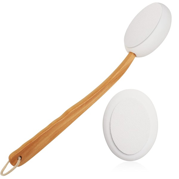 Lotion Applicators For Your Back,17 Inch, Easy Reach Washable, back Self Tanner Applicator Includes 1 Applicator Handle, (2 Pads)