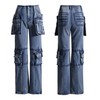 NRTHYE Women Cargo Jeans High Waist Straight Leg Trendy Stretchy