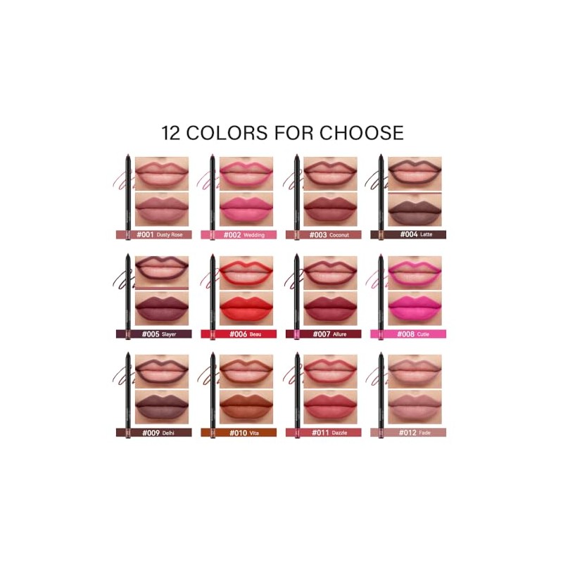 Lápiz Delineador de Labios Versátil, Acabado Mate, Natural y Sedoso,