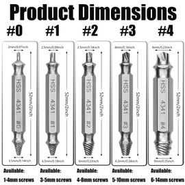 5 Pcs Screw Extractor Set for Damaged or Broken Bolts and Screws (Silver)