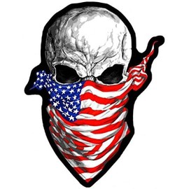 Patriotic Skull US Flag Bandana Motorcycle Jacket Vest Back Patch [Iron on Sew on -12.0 X 9.0 inch]