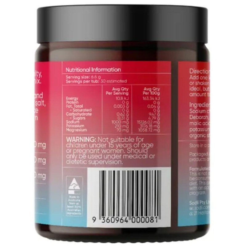 Sodii Everyday Hydration Salts, Salty Raspberry Flavour 180g