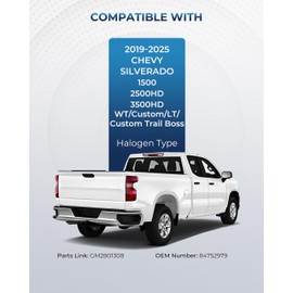 Chee Lyee LED Tail Lights Compatible with 2019-2025 Chevy Silverado 1500/2500HD/3500HD RST/LT Trail Boss/LTZ/High Country/ZR2 with Wires Taillights Right Passenger Side, OEM:GM2801311 84678150