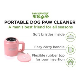 Paw Plunger for Small Dogs – Portable Dog Paw Cleaner for Muddy Paws – This Dog Paw Washer Saves Floors, Furniture, Carpet and Vehicles from Paw Prints – Soft Bristles, Convenient Cup Handle, Pink