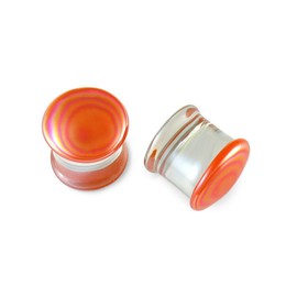 Scrap Metal 23 Pair Orange Creamsicle Glass Plugs 5/8 16mm