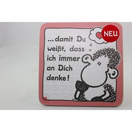 Sheepworld - 45455 - Coaster No. D5, Sheep, ... damit Du weißt, dass ich immer an Dich denke!, cork, 9.5 cm x 9.5 cm