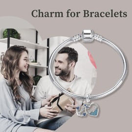 Famuan Ocean Sea Charm 925 Sterling Silver Shell Turtles Sunglass Bikini Seaweed Starfish Crabs Pendant for Women Bracelets Mother's Day Birthday Christmas Gifts for Friends, Silver, Zircon