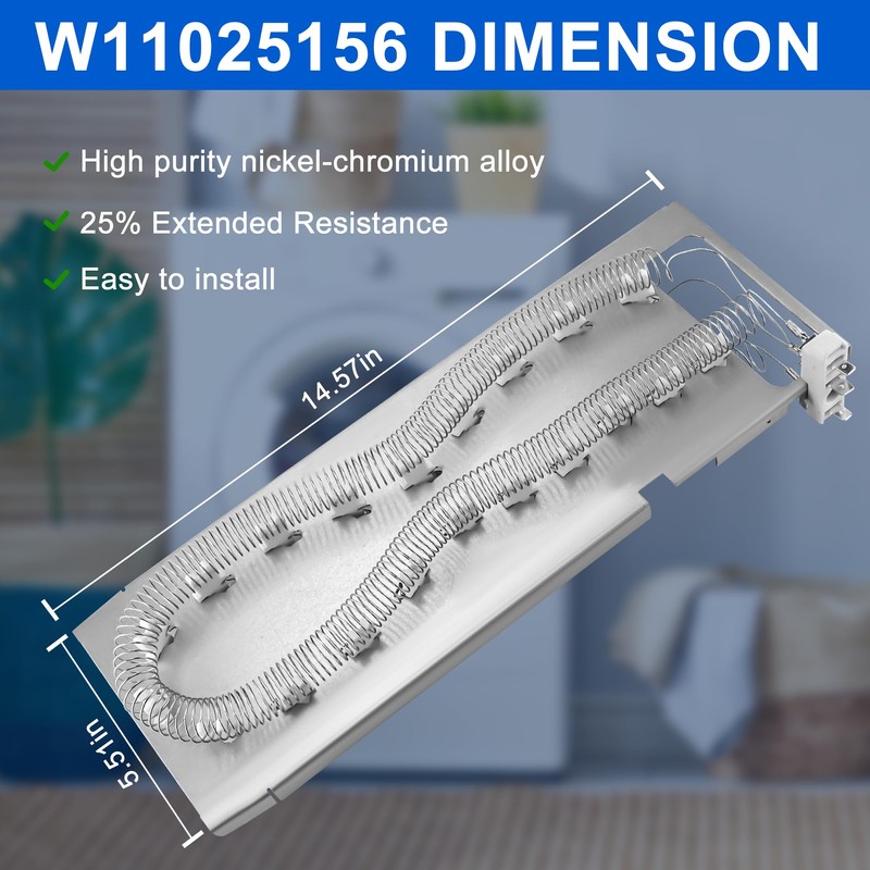 TOMOON W11025156 W10608823 Dryer Heating Element for Whirl-pool,Cabrio,Ken-more 110 series,May-tag