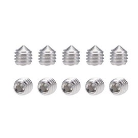 sourcing map Set of 40 M6 x 6 mm Hexagon Socket Set Grub Screws Taper Point 304 Stainless Steel Screw