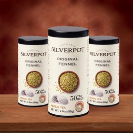 Silverpot Original Fennel, 50 Round Tea Bags, Tin | Gourmet Herbal Tea | Caffeinated | Enjoy Hot or Iced