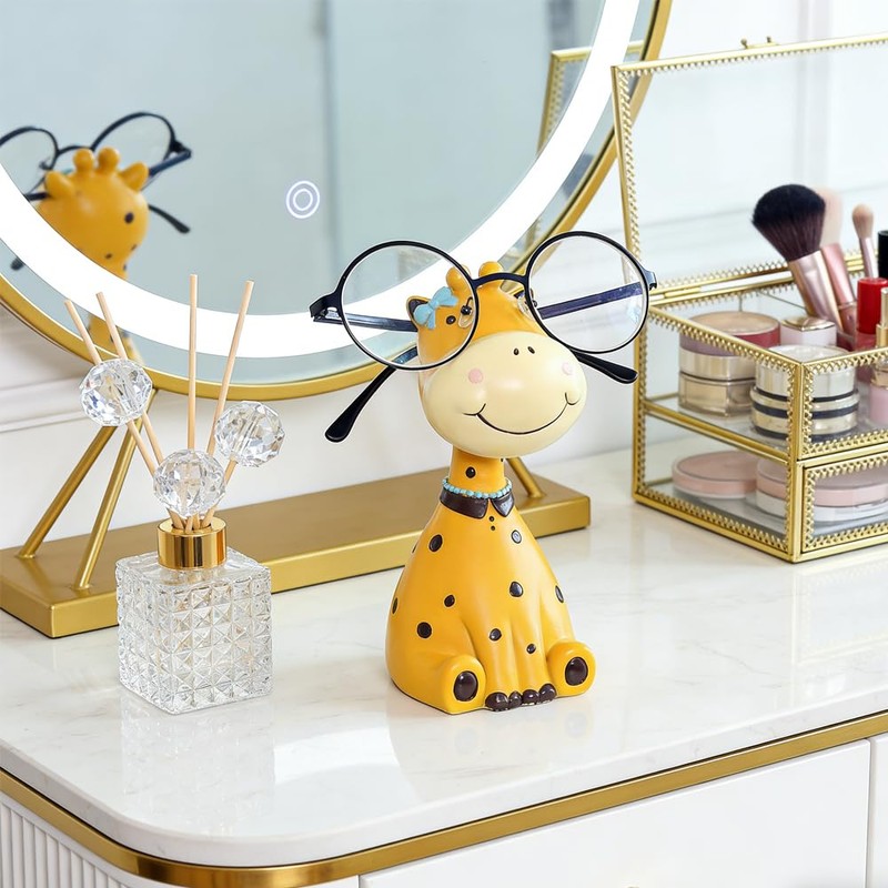 BlissfulVistas Resin Animal Eyeglass Holder, Decorative Animal-Shaped Glasses Stand for