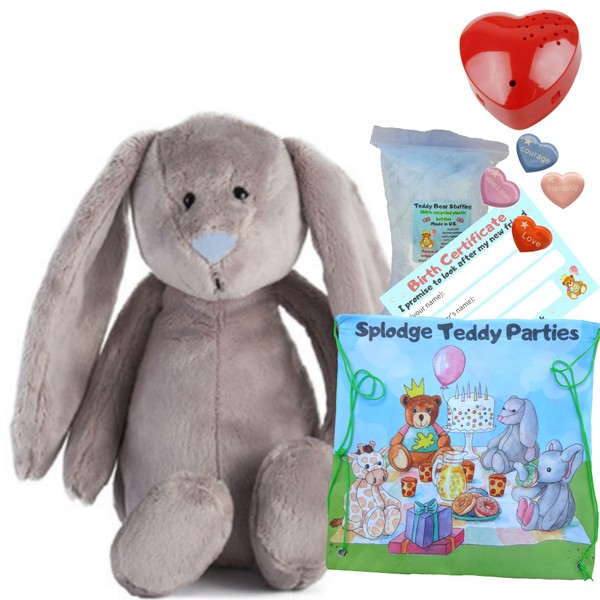 Grey Bunny Rabbit Plush Soft Toy 16"/40cm - Build Make
