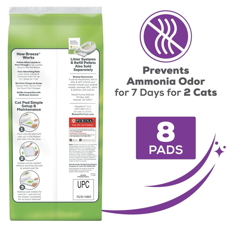 Tidy Cats Breeze Cat Pads Refill 8 Count Multi Cat