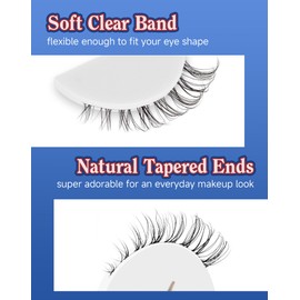 ENFOO Short Lashes Natural Cateye Wispy Asian Lashes Natural Look Clear Band False Eyelashes Soft Eyelash Fluffy Strip 7 Pairs SF-08