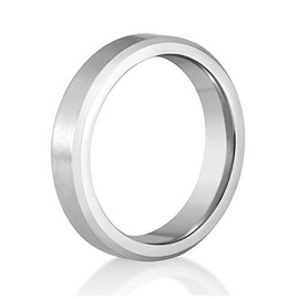 Beveled Mirror Edge Brushed Titanium Comfort Fit Wedding Band