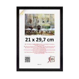 3-B Jena Wooden Photo Frame, Picture Frame, Photo Frame with Plexiglass, Black, 21 x 29.7 cm