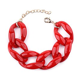 COLORFUL BLING Chunky Chain Candy Color Acrylic Bracelet for Women Resin Exaggerated Thick Link Bracelet Wrist Party Jewelry-red