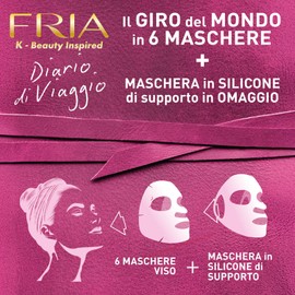Fria K-Beauty Diario di Viaggio, 6 Maschere Viso Tessuto Biodegradabile