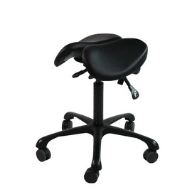 MASTER MASSAGE EQUIPMENT Ergonomic Swivel Saddle Rolling Hydraulic Stool In Black for Clinic, Spas, Salons, Debtists, Classrooms, Home, Office, 1count