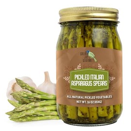 Green Jay Gourmet Pickled Italian Asparagus Spears in a Jar - Fresh Hand Jarred Vegetables for Cooking & Pantry – Home Grown Pre-Prepared Pickled Italian Asparagus Spears – Simple Natural Ingredients - 16 Ounces