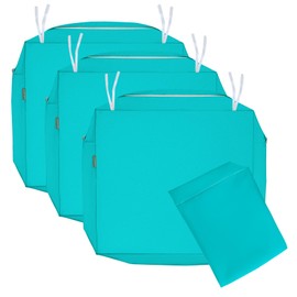 NettyPro Patio Chair Seat Cushion Covers Set 4, Waterproof Outdoor Furniture Cushion Slipcovers with Zipper and Tie, 24 x 24 x 4 Inch, Replacement Cover Only, Turquoise