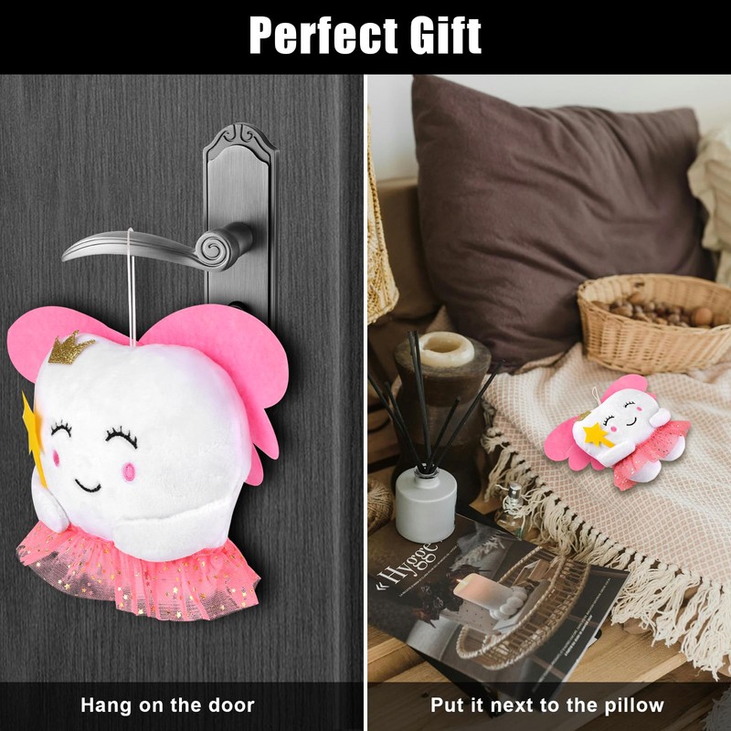 XIHIRCD Tooth Cute Fairy Pillow with Wings & Pocket, Embroidered