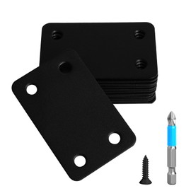 Anterrific 12 Pcs Mending Plate, 2.37 x 1.5 inch Stainless Steel Flat Plates with Holes, Straight Metal Mounting Braces Brackets Kit for Furniture, Wood Joint Connector and Fasteners (Black)