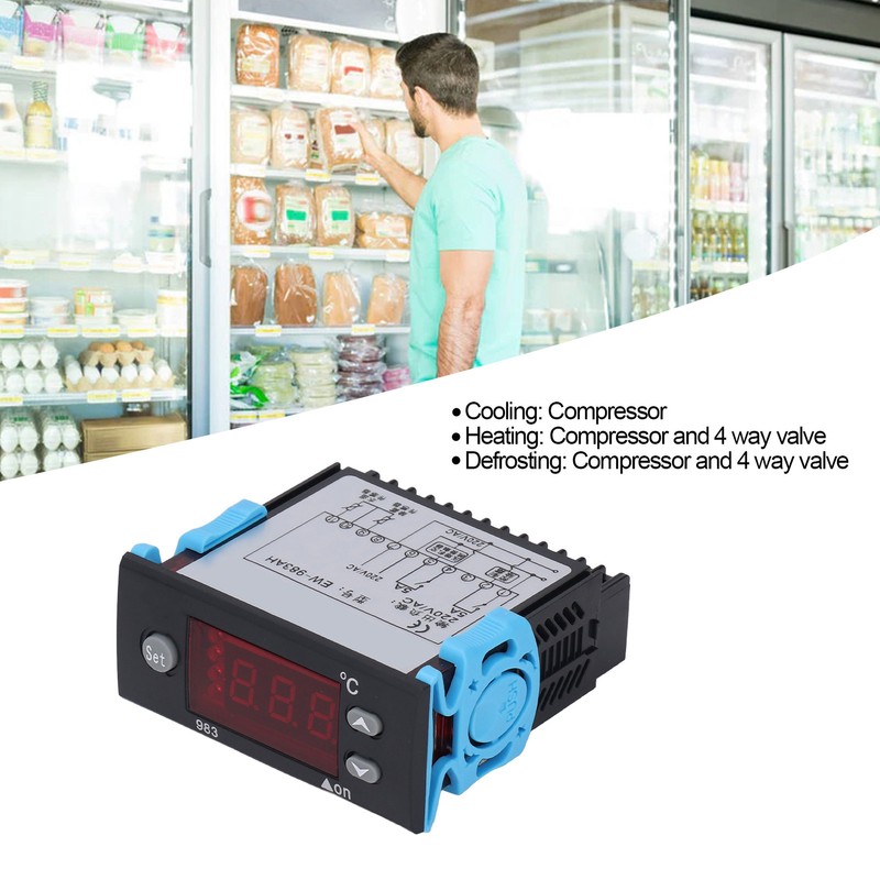 Temperature Controller Cooling Heating Multifunctional Thermostat with Dual Sensor AC220V