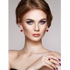 Qinpan Gold Plated Five Leaf Clover Rings and Dangle Earrings