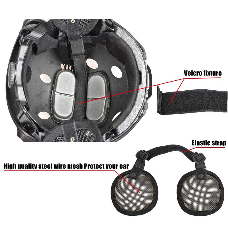 Tactical Airsoft Military Paintball Metal Mesh Side Cover with Ear