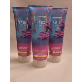 Bath & Body [3 Pack] BODY CREAM 24 Hour Moisture 8 oz / 226 g (Packaging may vary) (Full Size, PARIS AMOUR)