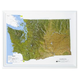 Hubbard Scientific 3D Washington State Map | A True Raised Relief Map - You Can Feel the Terrain | Vacuum-formed Molded | 22″ x 17.5″ | Detailed Topography