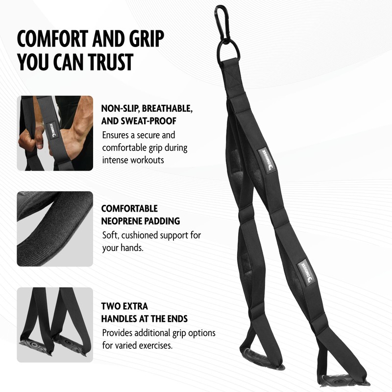 DMoose Fitness Tricep Rope Cable Attachment - Multi-Grip Gym Rope