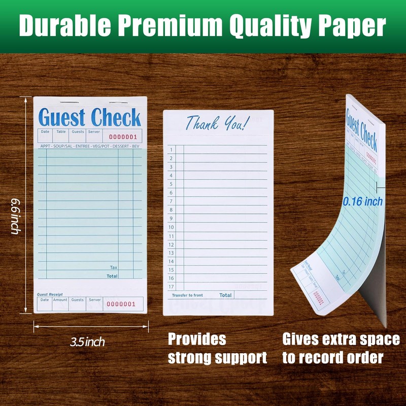 Guest Check Books 6 Pack, Guest Checks for Servers, Server