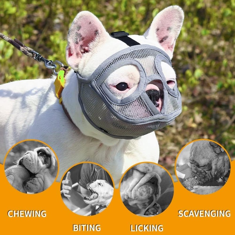BARKLESS French Bulldog Muzzle, Short Snout Dog Muzzle with Breathable