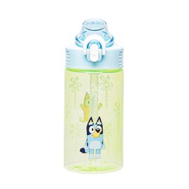Zak Designs Bluey Sage Kids Water Bottle For School or Travel, 16oz Durable Plastic Water Bottle With Straw, Handle, and Leak-Proof, Pop-Up Spout Cover (Bluey & Bingo)