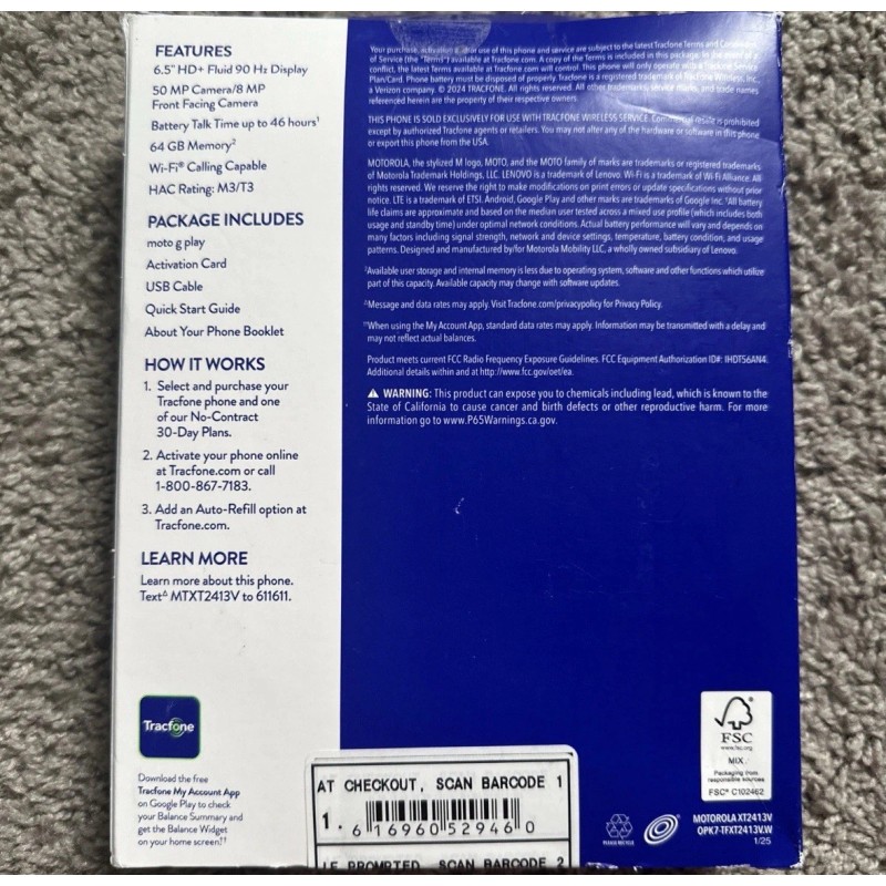 Motorola Tracfone Motorola Moto G Play (2024) XT2413V 64GB 4GB
