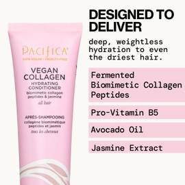 Pacifica Vegan Collagen Hydrating Shampoo & Conditioner Set – Moisturizing Hair Care for Dry Brittle Hair, Biotin & Avocado Oil for Strength & Shine, Thickening Clean Vegan Dermatologist Tested, 12 oz