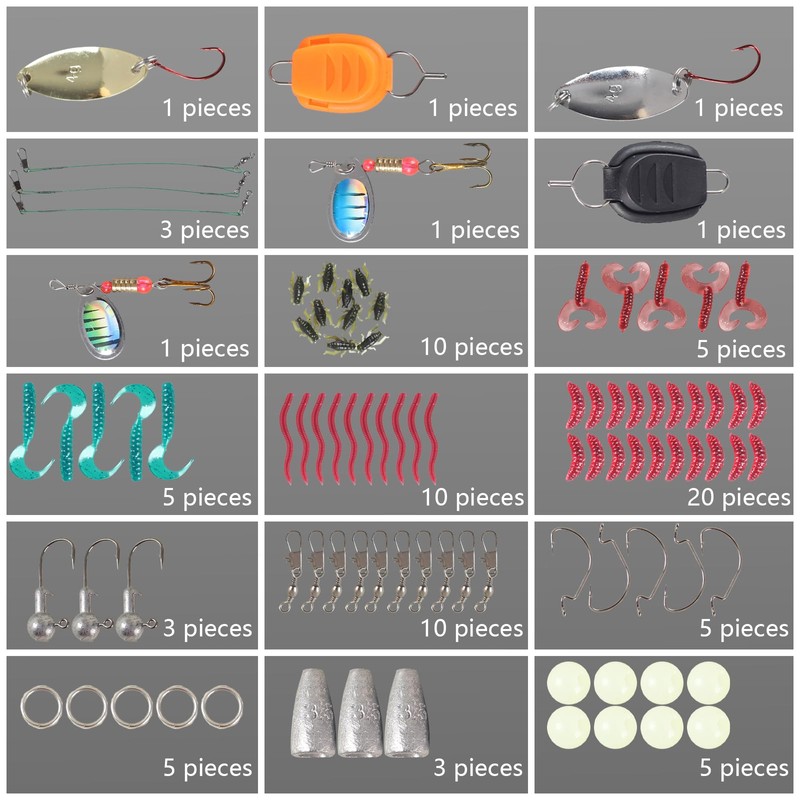 120 PCS Fishing Lures Set Mixed with Tackle Box, Including