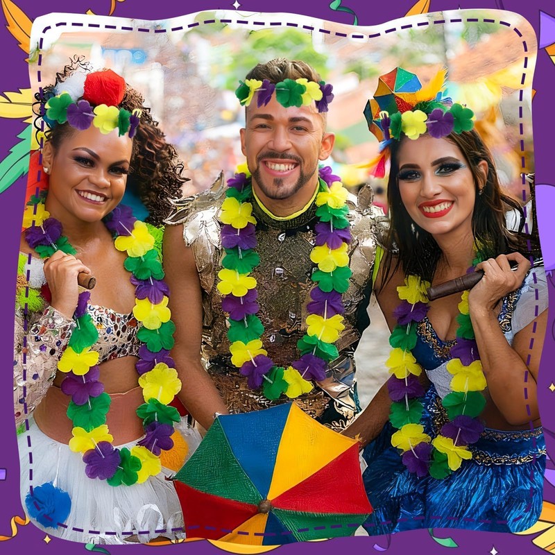 DECYOOL 48Pcs Mardi Gras Leis Bulk Set for Party Favors