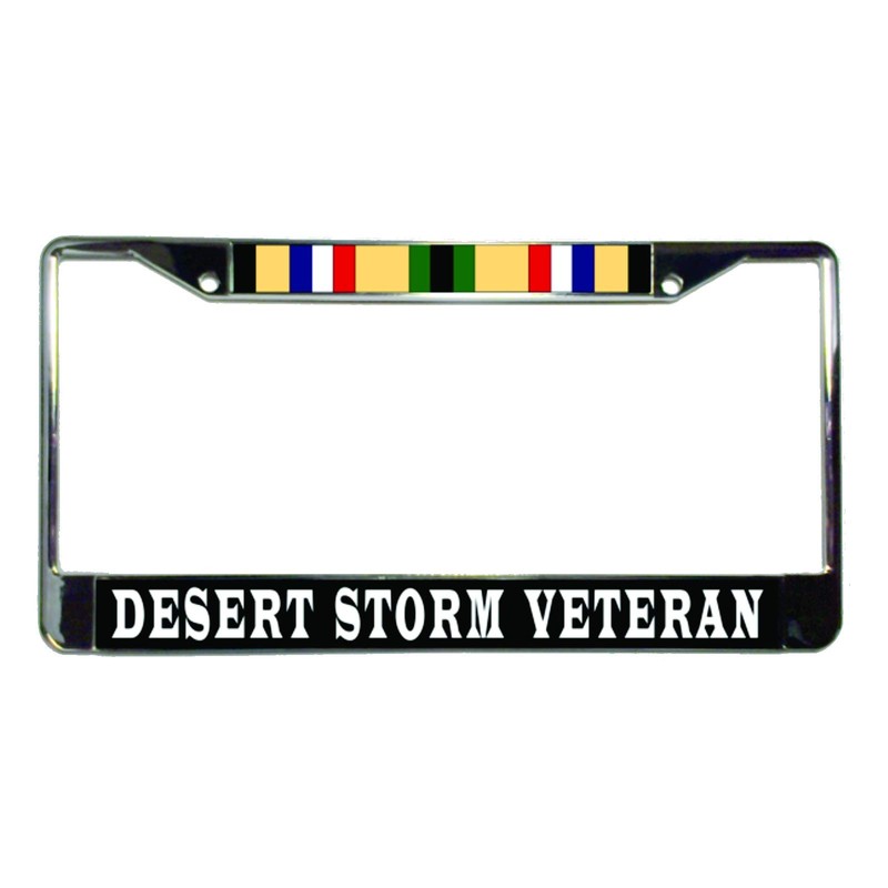 Desert Storm Veteran + Campaign Ribbon Metal License Plate Frame