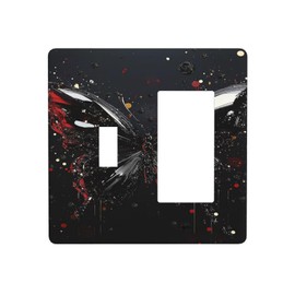Nadoabtm Outlet Covers Dark Red Butterfly Painted Splash 1 Toggle 1 Rocker Combination Decorative Wall Plate Electrical Switch Plates Light Switch Cover Plate for Bedroom Bathroom Decor