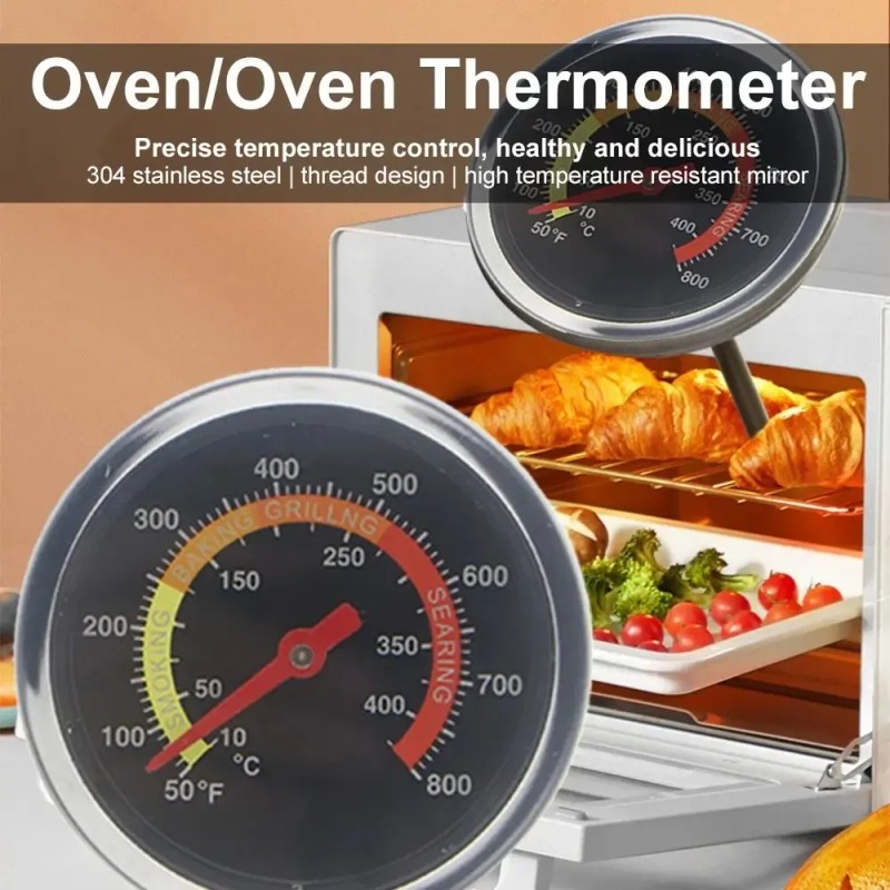 2x Termometro Horno Asador Parrilla 50 A 800ºc Tuerca 7cm