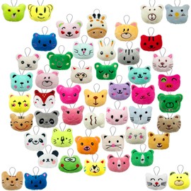 XIPEGPA 50 PCS Mini Animal Plush Toys Set Cute Small Animal Stuffed Toy Keychain for Party Favors Keychain Ornament for Goody Bag Easter Egg Stuffers Carnival Birthday Party Classroom Prizes