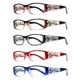 EYEBOGO Kaylee Stylish Reading Glasses for Women - Women's Reading Glasses with Timeless Design - (5-Pack, 5.50)