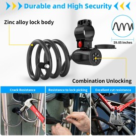 KENRONE Bike Lock Cable, 4-8 Digit Bike Lock Combination, Waterproof Bicycle Lock with Keypad, 11mm Diameter Heavy Duty Anti-Theft Cable Lock with Mounting Bracket