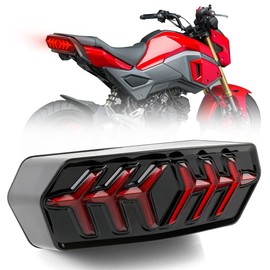 DREAMIZER LED Tail Light w/Turn Signal Sequential Motorcycle Taillight Compatible with Honda Grom MSX125 CBR650 CTX700 CTX700N and More (Red)