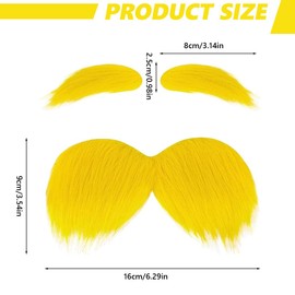 OUDQFCJ Yellow Moustache and Eyebrow Set Moustache for Gluing Lorax Costume Fake Beard for Men Women Novelty Party (Yellow)